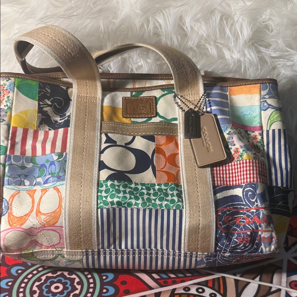 Coach Multicolor Patchwork Canvas Tote with Leath… - image 9